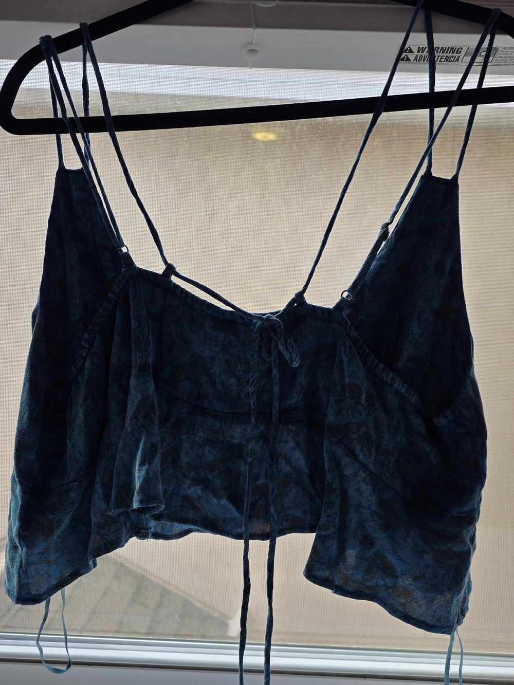 Free People Teal Blue Lace-Up Ruffle Hem Camisole - Picture 4 of 11